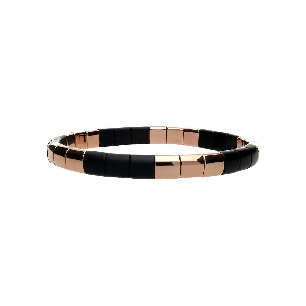 Bracciale in ceramica dorata rosa e nero Demeglio
